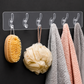 Heavy Duty Transparent Self Adhesive Wall Hook Strip – Waterproof Multipurpose No Drill Sticky Hooks for Bathroom, Kitchen, Bedroom & Office (6 Hooks)