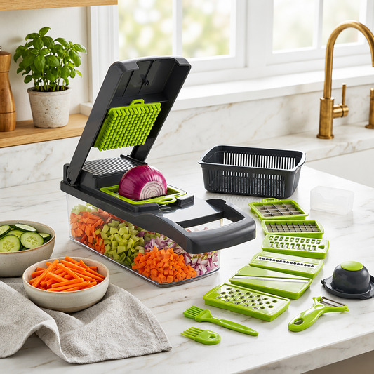 Multifunctional Vegetable Cutter & Grater | 16-in-1 Kitchen Chopper